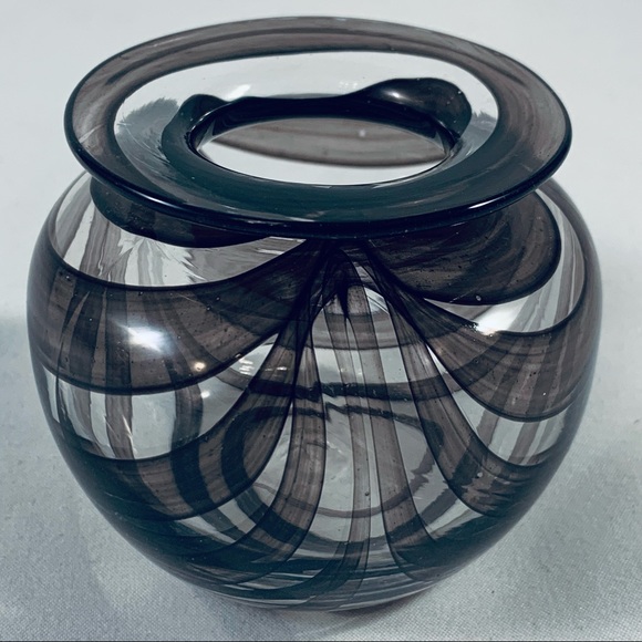 Vintage Blown Studio Glass Vase With Colour Ribbon Trail Pattern - Picture 10 of 10